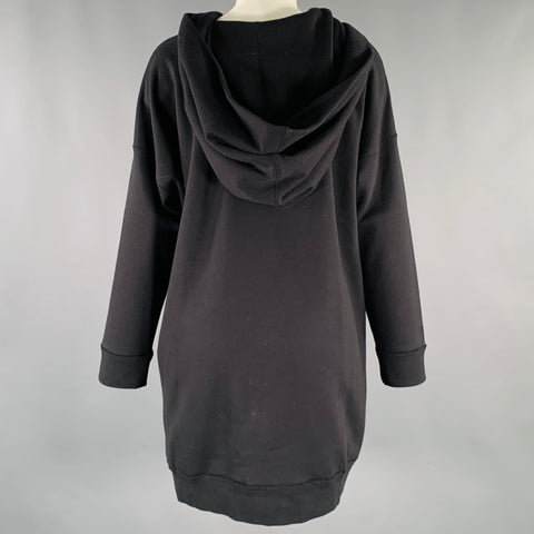 VALENTINO Size XS Black White Yellow Cotton Blend Flower Hooded Dress