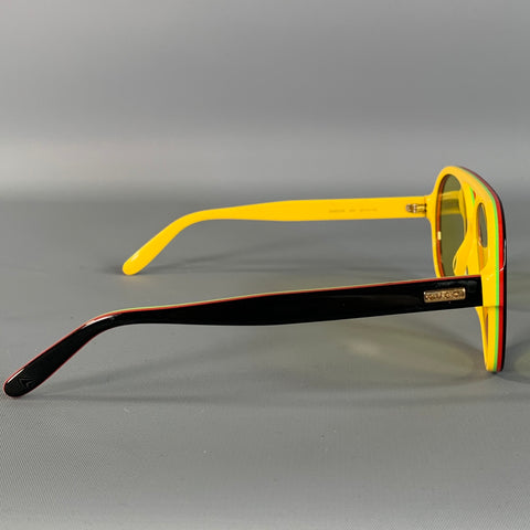 GUCCI Black yellow/red Color Block Acetate Sunglasses