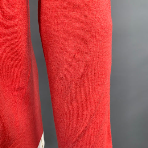 MASSIMO DUTTI Size L Red Cotton Silk Cashmere V-Neck Pullover