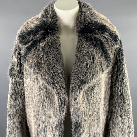 MICHAEL by MICHAEL KORS Size XXS Grey Black Faux Fur Acrylic Coat