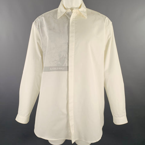 A-COLD-WALL Size S White Grey Marbled Hidden Buttons Jacket