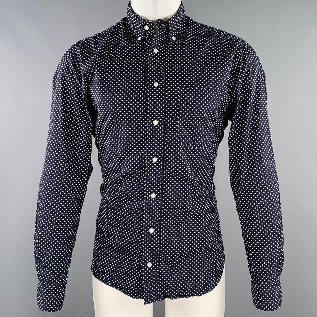 GITMAN BROS Size M Black White Polka Dot Cotton One Pocket Long Sleeve   Sui Generis Designer Consignment