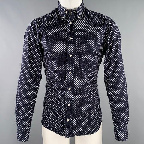 GITMAN BROS Size M Black White Polka Dot Cotton One Pocket Long Sleeve Shirt