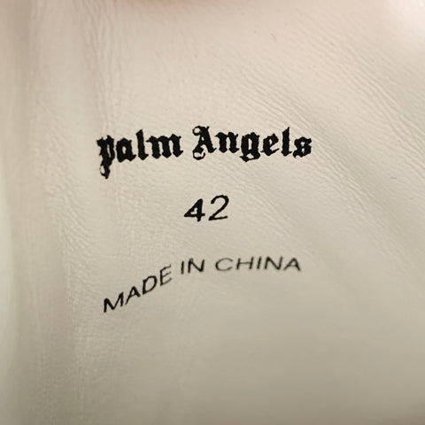 PALM ANGELS Size 9 White Black Leather Lace-Up Low Top Sneakers