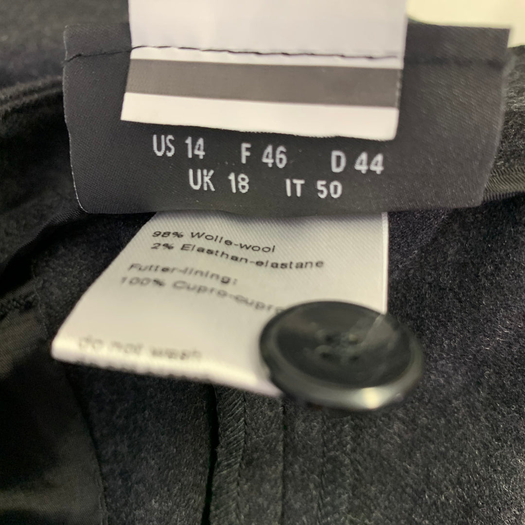 AKRIS Size 14 Grey Charcoal Wool Blend Heather Flat Front Dress Pants