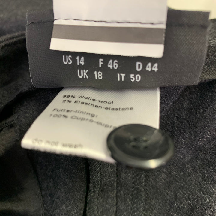 AKRIS Size 14 Grey Charcoal Wool Blend Heather Flat Front Dress Pants