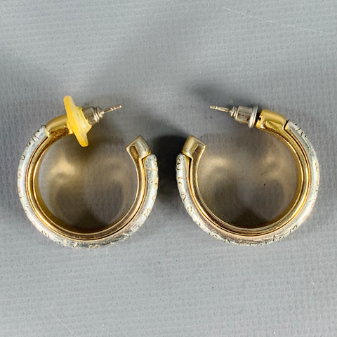 Boucles d'oreilles clous gravées VINTAGE Argent Or
