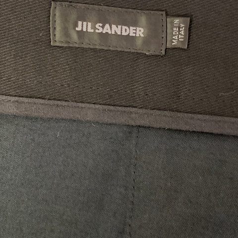 JIL SANDER Size 32 Black White Painted Cotton Blend Cuffed Dress Pants