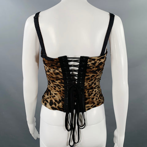 SKIMS Size S Black Beige Silk Chiffon Animal Print Bustier Dress Top