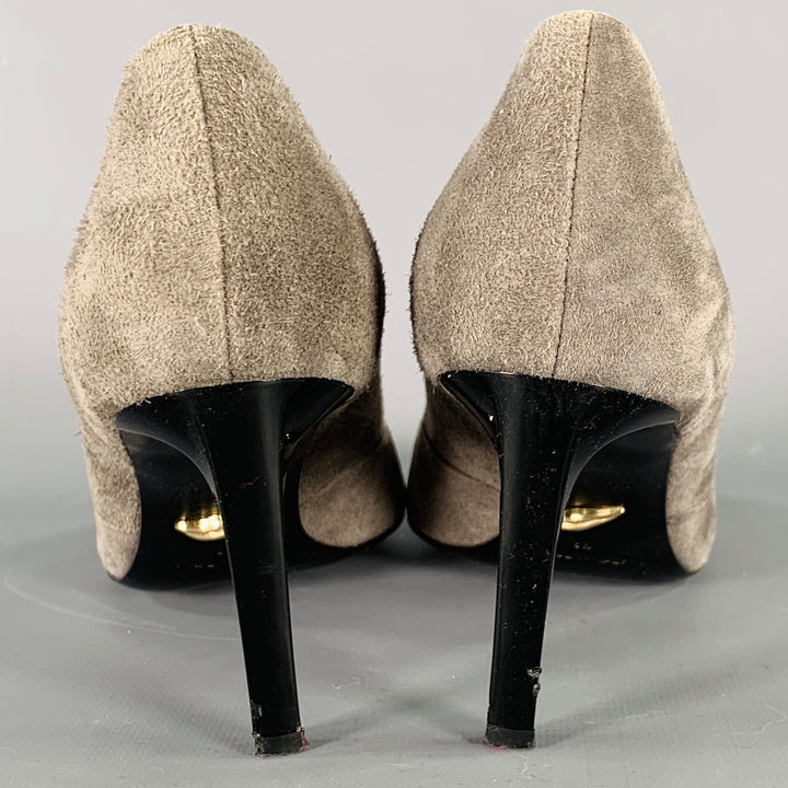 DIANE VON FURSTENBERG Size 6 Grey Black Suede Pointed Toe Pumps
