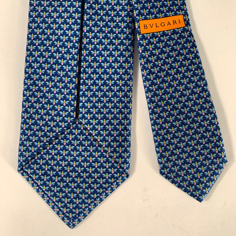 BVLGARI Blue Cobalt Bees Silk Tie