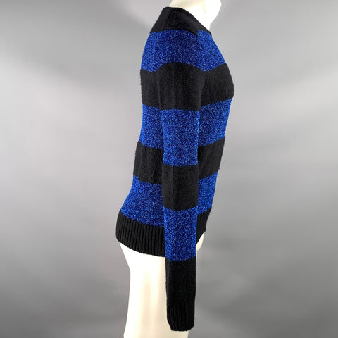 DSQUARED2 Size S Black Cobalt Metallic Wool Blend Pull On Sweater