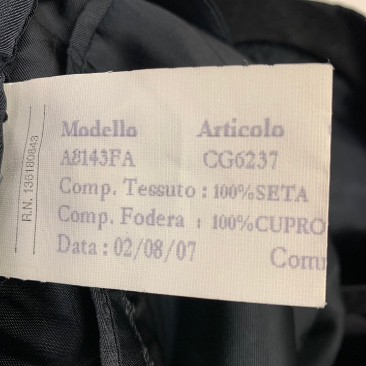 SALVATORE FERRAGAMO Size 40 Regular Black Silk Notch Lapel Sport Coat