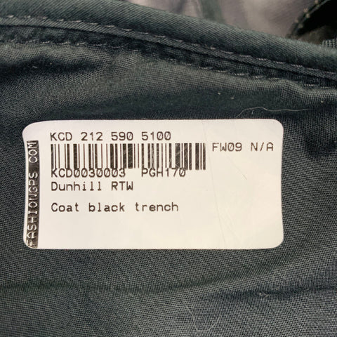 DUNHILL Vintage FW09 Size 42 Black Double Breasted Trenchcoat