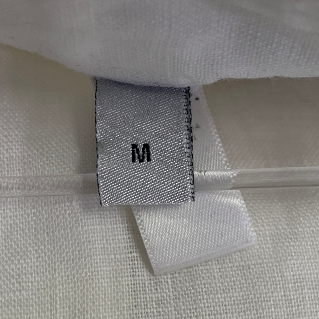 ARMANI COLLEZIONI Size M White Linen Two Pockets Short Sleeve Shirt