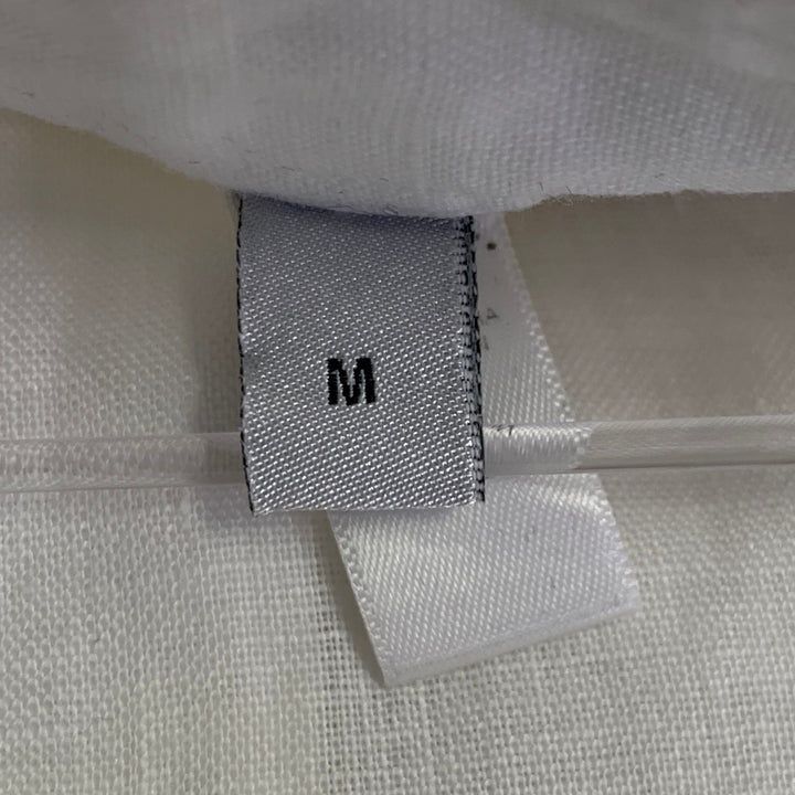 ARMANI COLLEZIONI Size M White Linen Two Pockets Short Sleeve Shirt