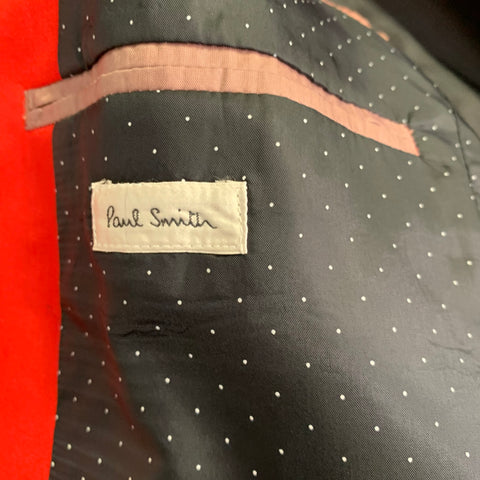 PAUL SMITH Size 40 Red Wool Notch Lapel Sport Coat