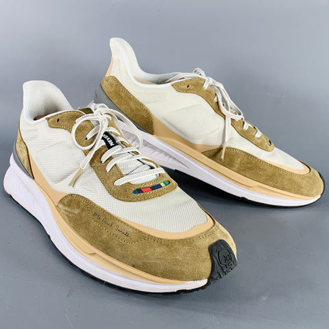 PS by PAUL SMITH Size 12 Khaki Grey Mixed Fabrics Color Block Nylon Sneakers