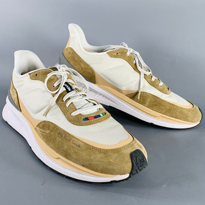PS by PAUL SMITH Size 12 Khaki Grey Mixed Fabrics Color Block Nylon Sneakers