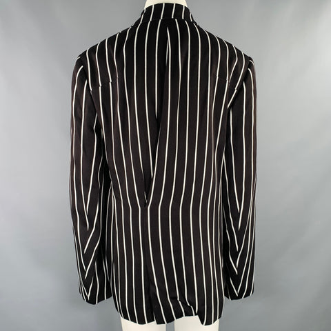HAIDER ACKERMANN Size L Black White Rayon Stripe Blazer