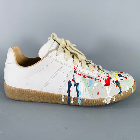 MAISON MARGIELA Size 7.5 White Multi Color Leather Sneakers