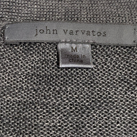 JOHN VARVATOS Size M Grey Slate Glenplaid Linen Two Pockets Cardigan