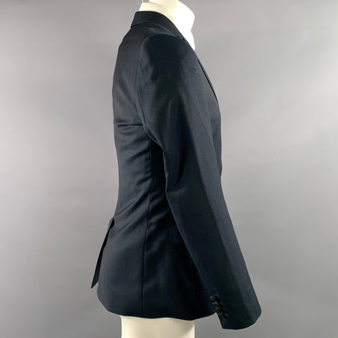 DOLCE & GABBANA Chest Size 46 Navy Geometric Wool Notch Lapel Sport Coat