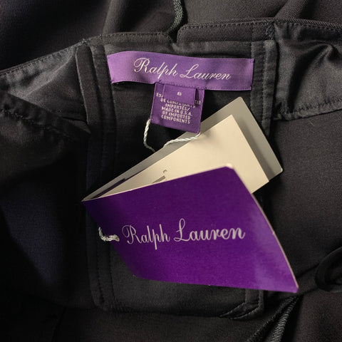 RALPH LAUREN Size 8 Black Navy Wool Wide leg Dress Pants
