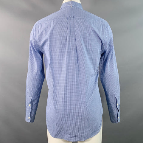 GITMAN VINTAGE Size M Blue White Checkered Cotton One Pocket Long Sleeve Shirt