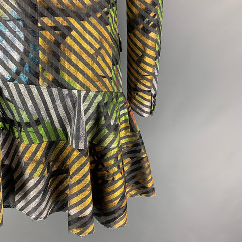 COMME des GARCONS HOMME PLUS Size M Multi-Color Stripe Wool Flared Coat