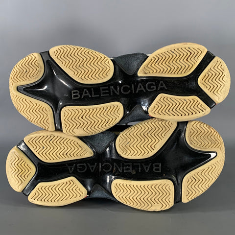 BALENCIAGA Size 10 Black White Triple S Mesh Lace Up Sneakers