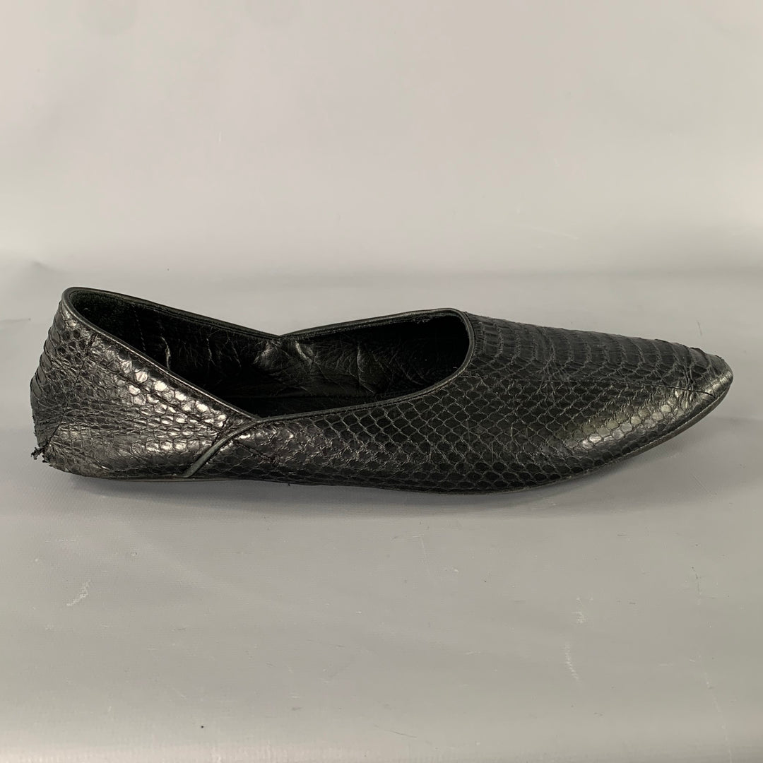HAIDER ACKERMANN Size 8 Black Snake Leather Loafers