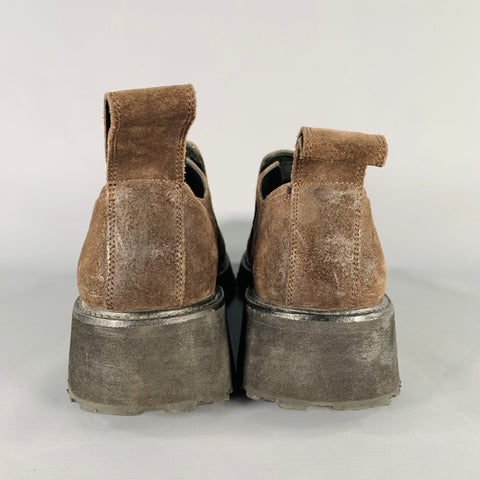 JULIUS_7 Size 9.5 Brown Black Suede Chunky Tread Sole Loafers