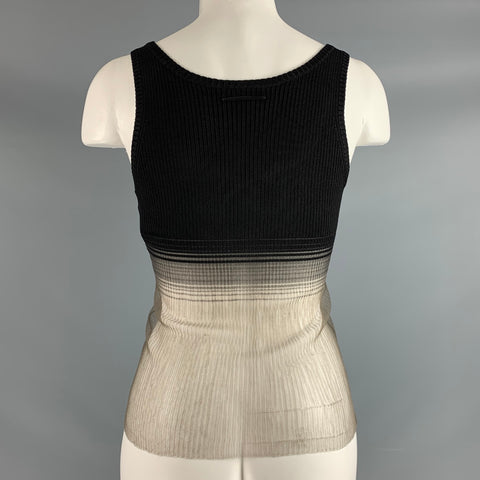 GRACE LING Talla S/M Camiseta informal sin mangas con mezcla de viscosa negra y plateada