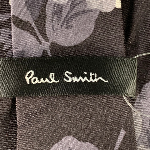 PAUL SMITH Grey Charcoal Floral Silk Tie