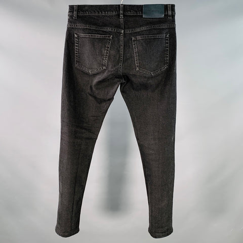 FILIPPA K Size 33 Stan Grey Charcoal Twill Cotton Blend Slim Straight Button Fly Jeans