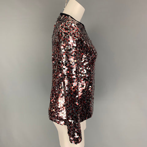 MCQ by ALEXANDER MCQUEEN Size 2 Pink Silver Polyamide Sequined Blouse