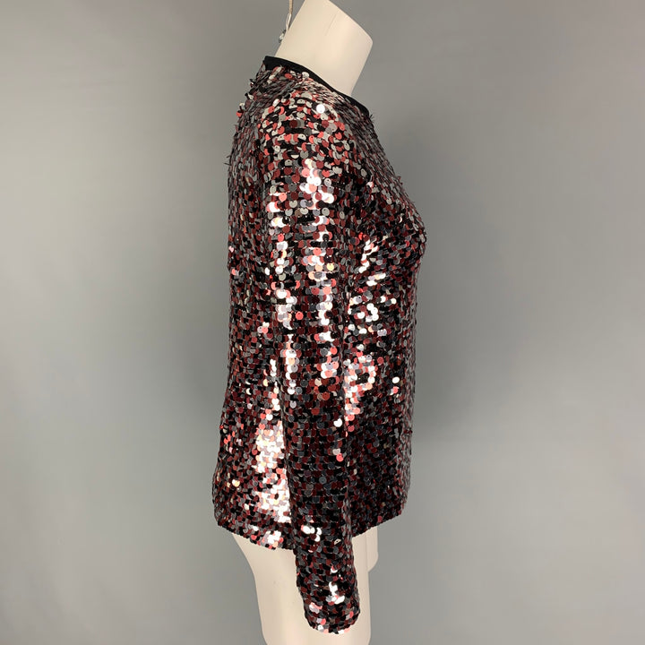 MCQ by ALEXANDER MCQUEEN Size 2 Pink Silver Polyamide Sequined Blouse