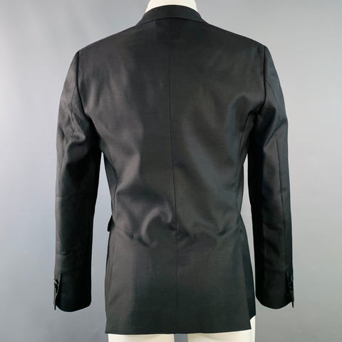 DSQUARED2 Size 38 Black Wool Silk Rhinestone Studded Peak Lapel Sport Coat