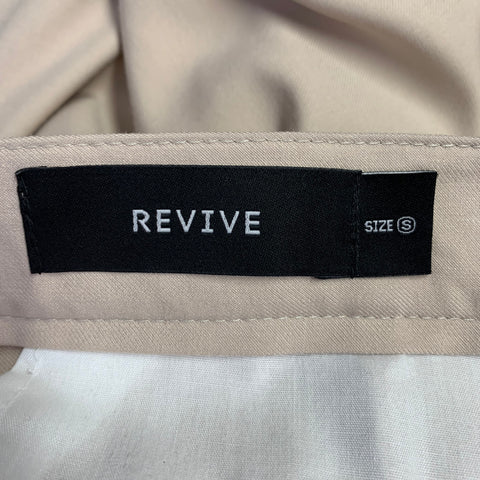 REVIVE Size S Beige Pleated Twill Dress Pants