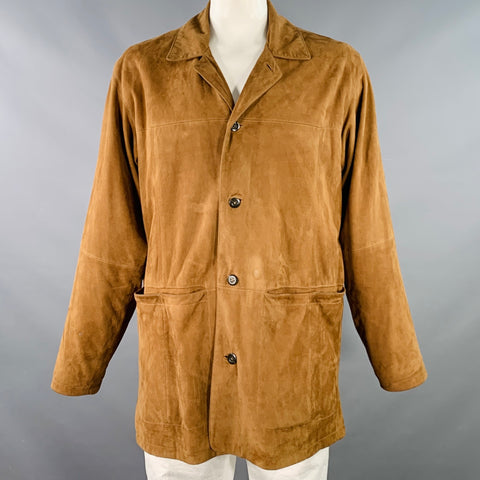 THE TERRITORY AHEAD Size L Camel Suede Single Breasted Coat