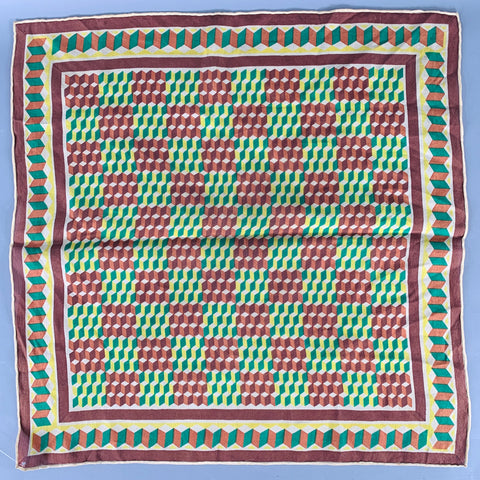 Pochette de costume VINTAGE géométrique jaune, marron et verte