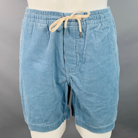 POLO by RALPH LAUREN Size M Blue Corduroy Cotton Classic Fit Drawstring Shorts