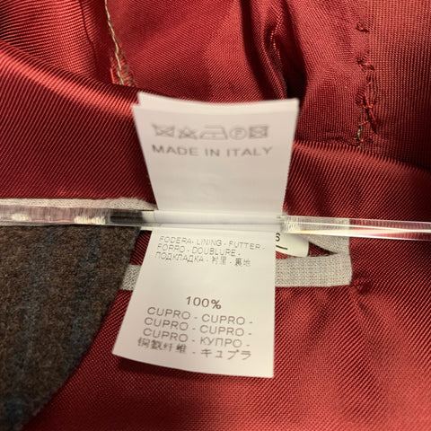 BRUNELLO CUCINELLI Size 38 Brown Blue Plaid Notch Lapel Sport Coat