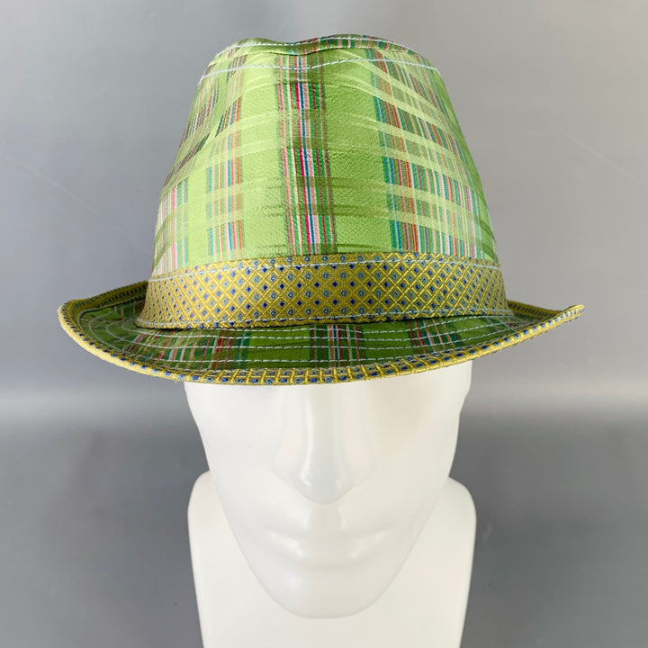 ROBERT GRAHAM Size L Green Plaid Silk Trilby Fedora