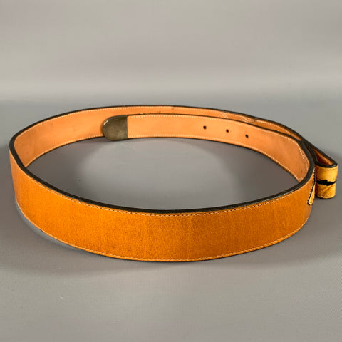 NO BRAND Size 38 Brown Yellow Mixed Fabrics Leather Belt