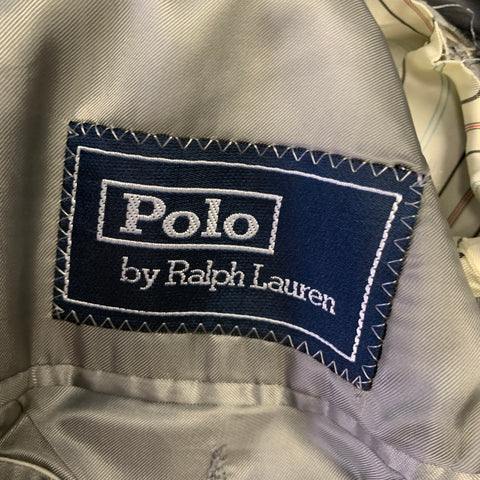 POLO by RALPH LAUREN  Size 38 Grey Light Grey Stripe Virgin Wool 29 32 Suit