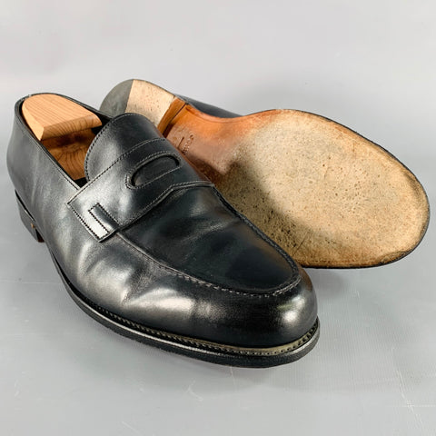 JOHN LOBB Size 11 Black Leather Penny Loafers