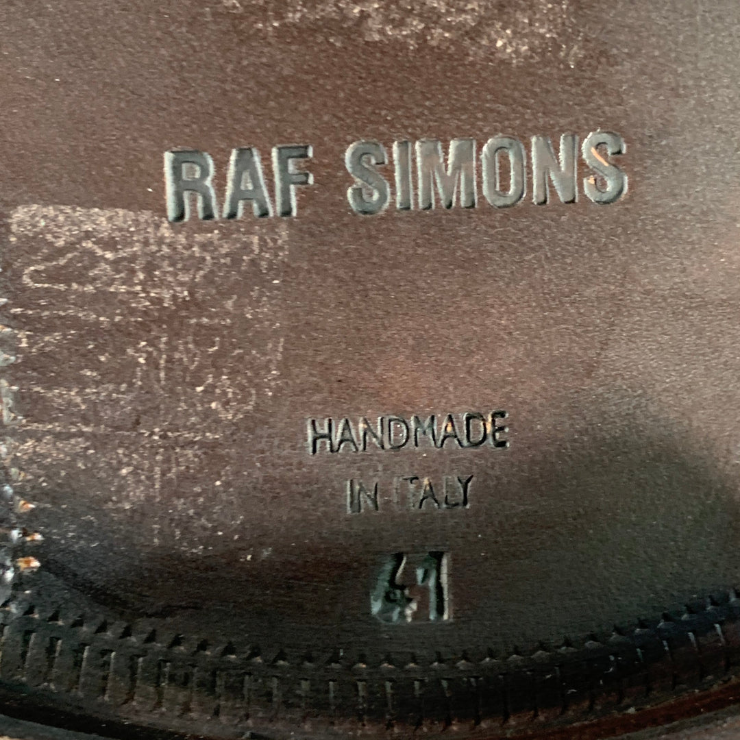 RAF SIMONS Size 8 Brown Leather Derby Lace-Up Shoes