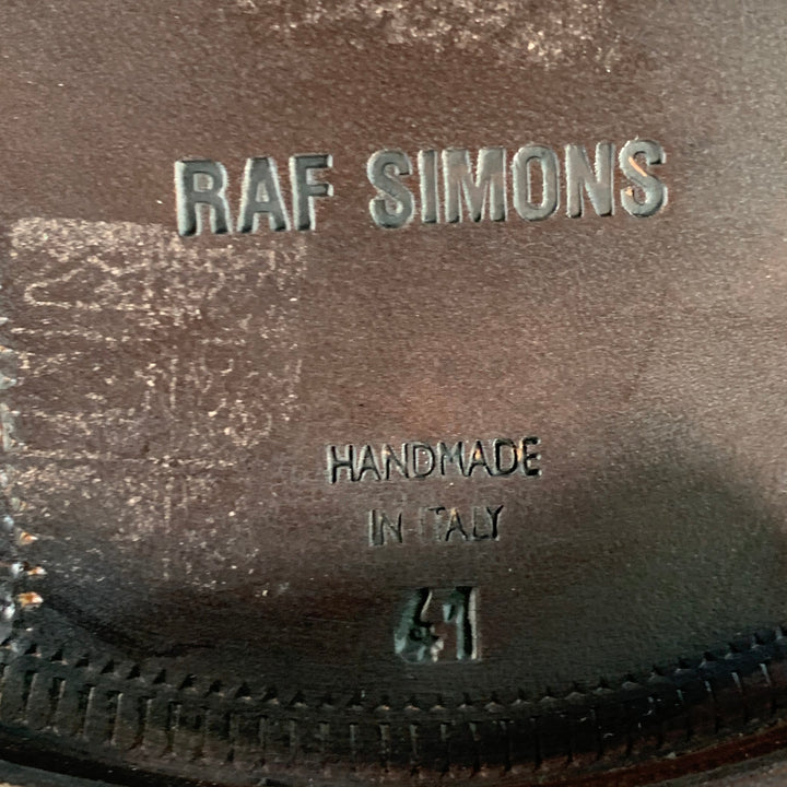 RAF SIMONS Size 8 Brown Leather Derby Lace-Up Shoes